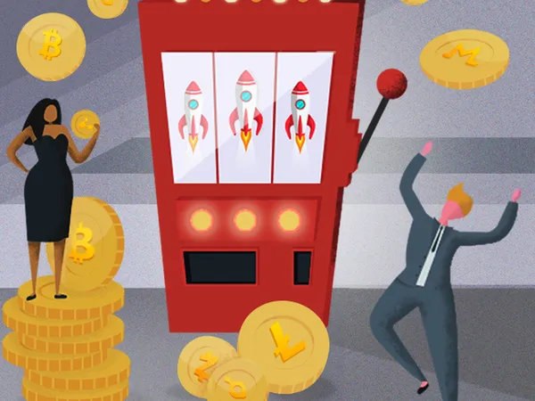 Banking at The Clubhouse Casino: player with gold coins next to a slot machine