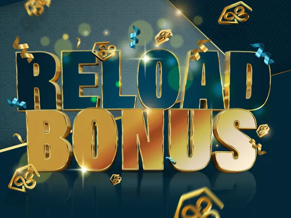 Reload bonus artwork with gold letters for The Clubhouse Casino regular members Reload bonus artwork with gold letters for The Clubhouse Casino regular members